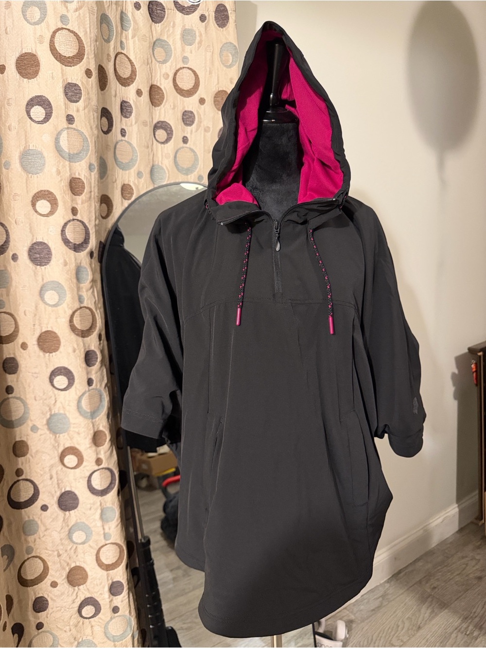 The North Face Black Pullover Hoodie with Fuchsia Hood